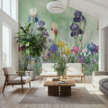 Iris Field Green Mural Wallpaper - room preview 03