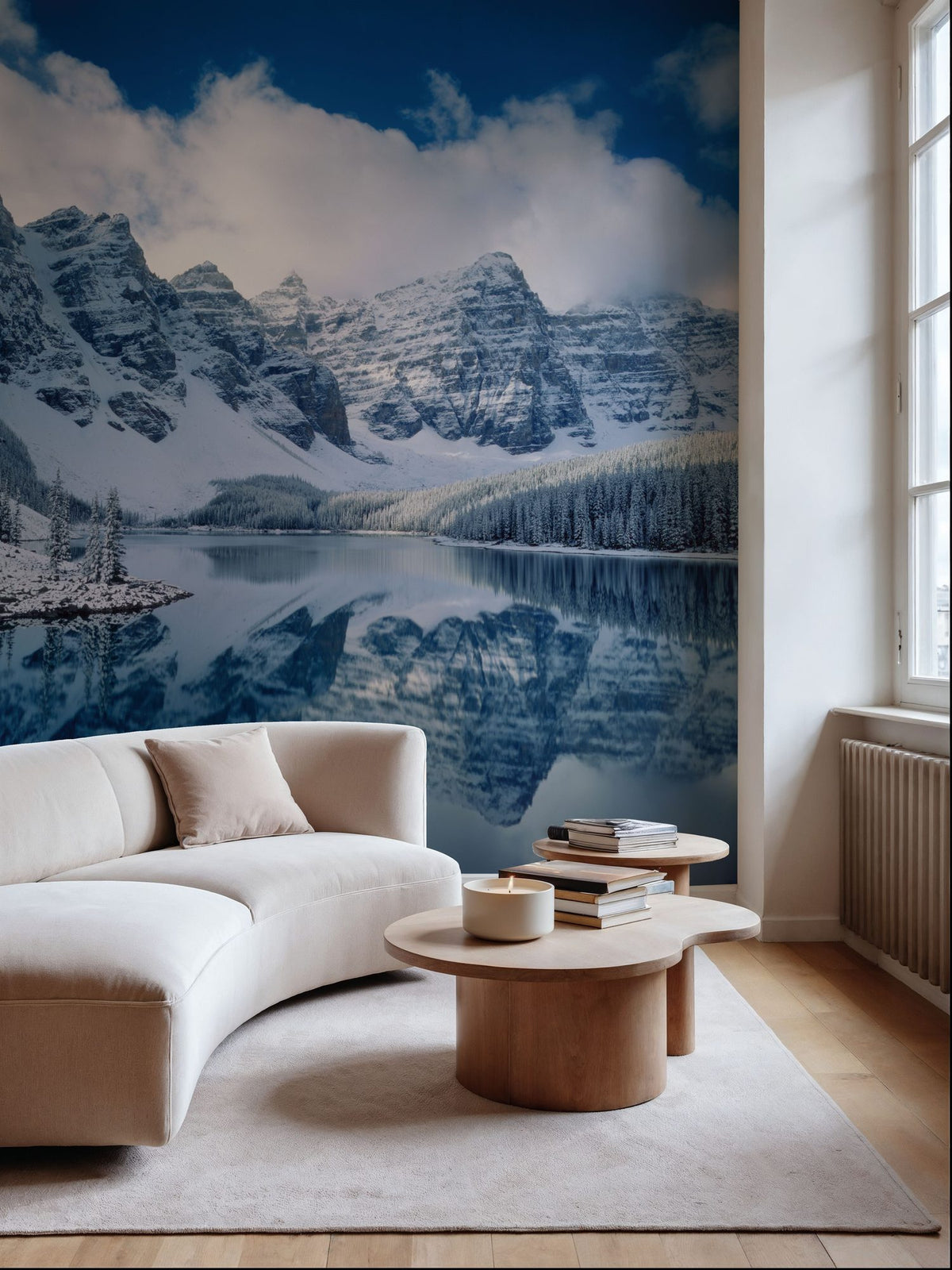 Moraine Lake Reflection Mural Wallpaper - room preview 03