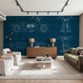 Motorcycle Blueprint Mural Wallpaper - room preview 03