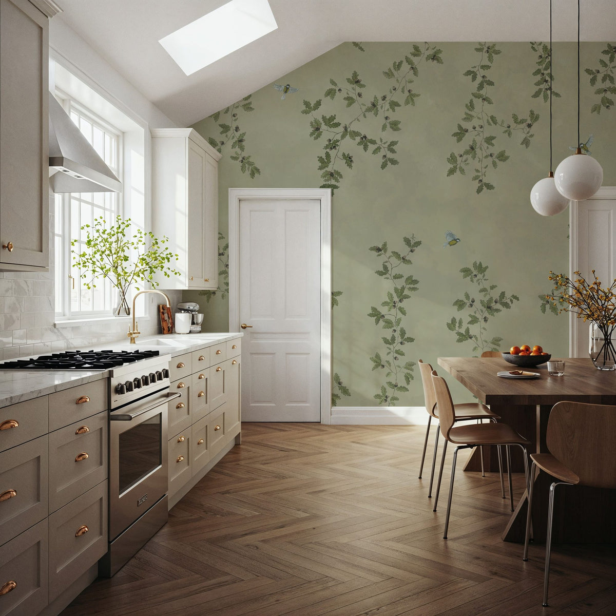 Oak Hollow, Jade Mural Wallpaper - room preview 03