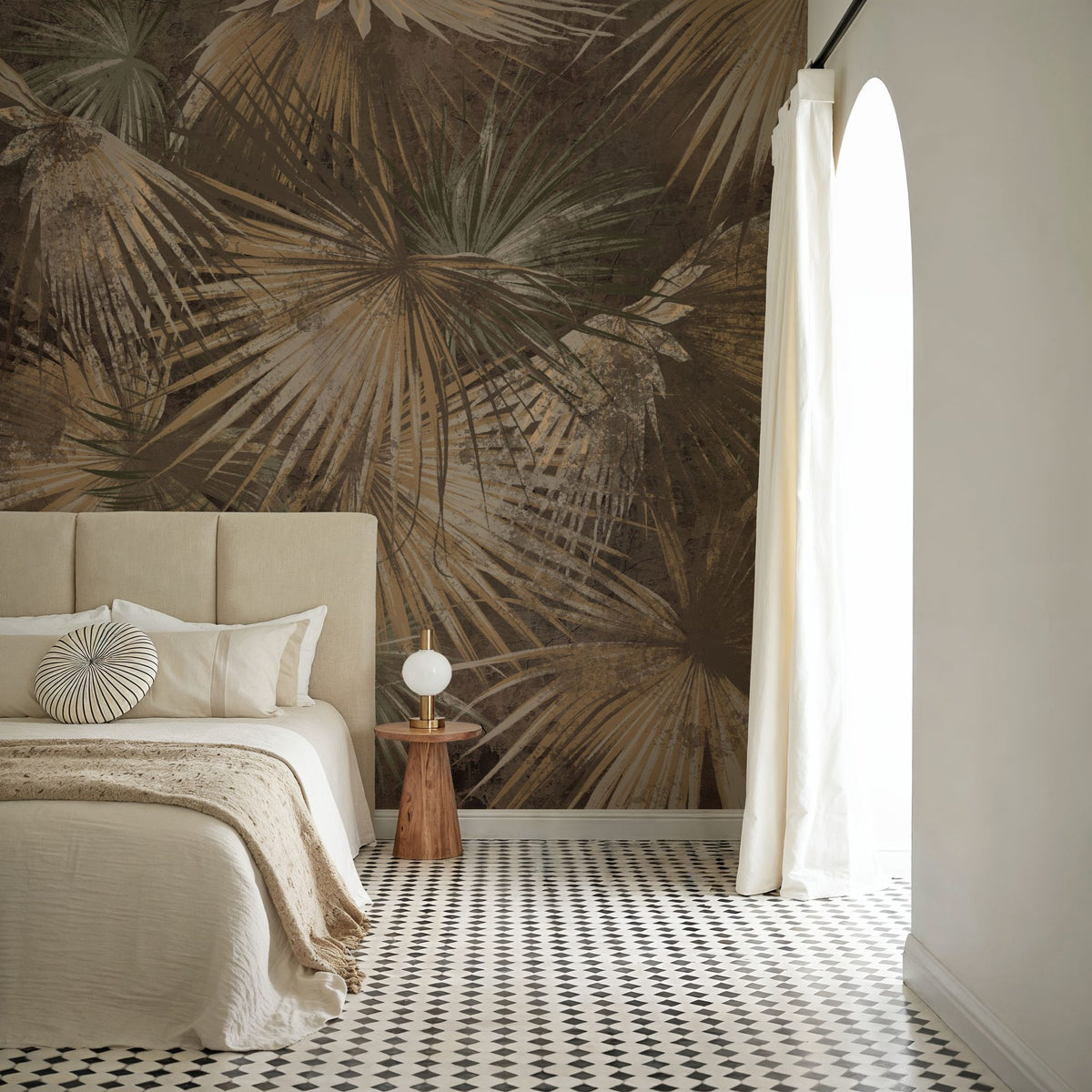 Retro Sunny Palms Mural Wallpaper - Warm Tone - room preview 03