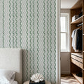 Wavy Stripes, Green Mural Wallpaper - room preview 03