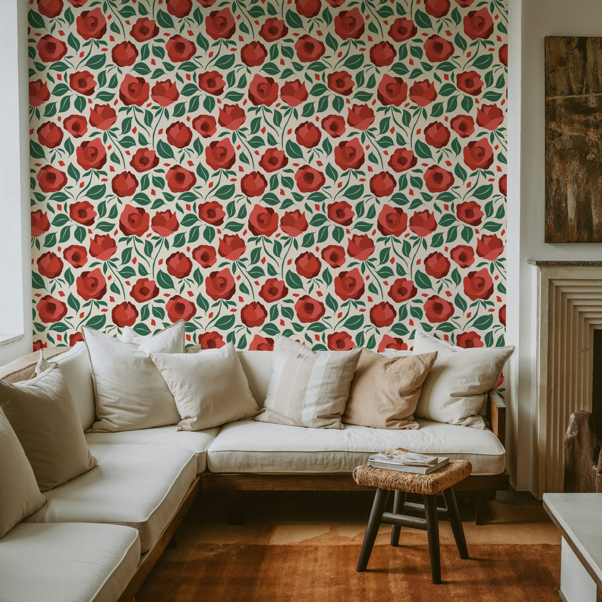 Red As a Rose Mural Wallpaper - room preview 03