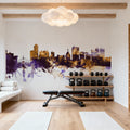 Winnipeg Canada Skyline Purple & Gold Mural Wallpaper - room preview 03