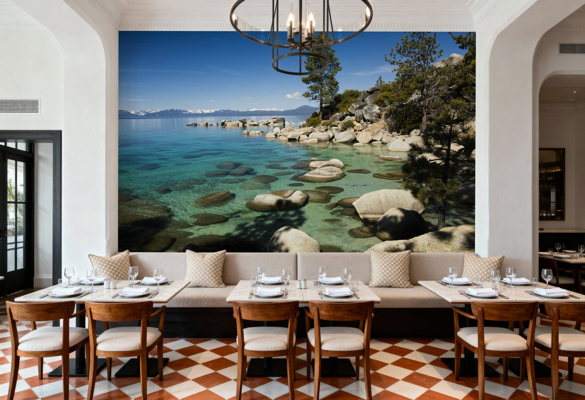Mountain Lake Tranquility Mural Wallpaper - room preview 03