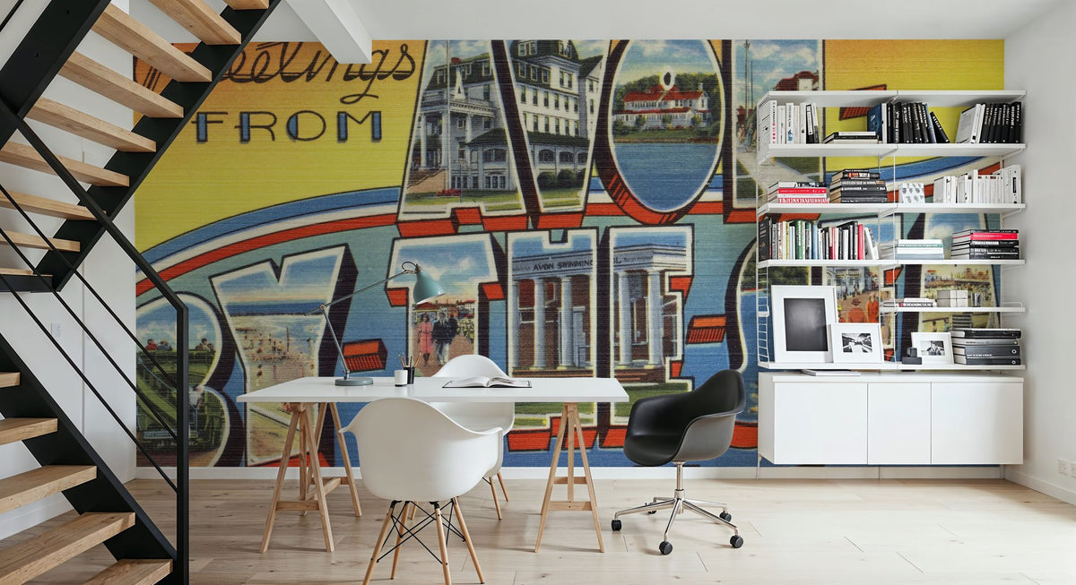 Greetings From Avon-by-the-sea Mural Wallpaper - room preview 03