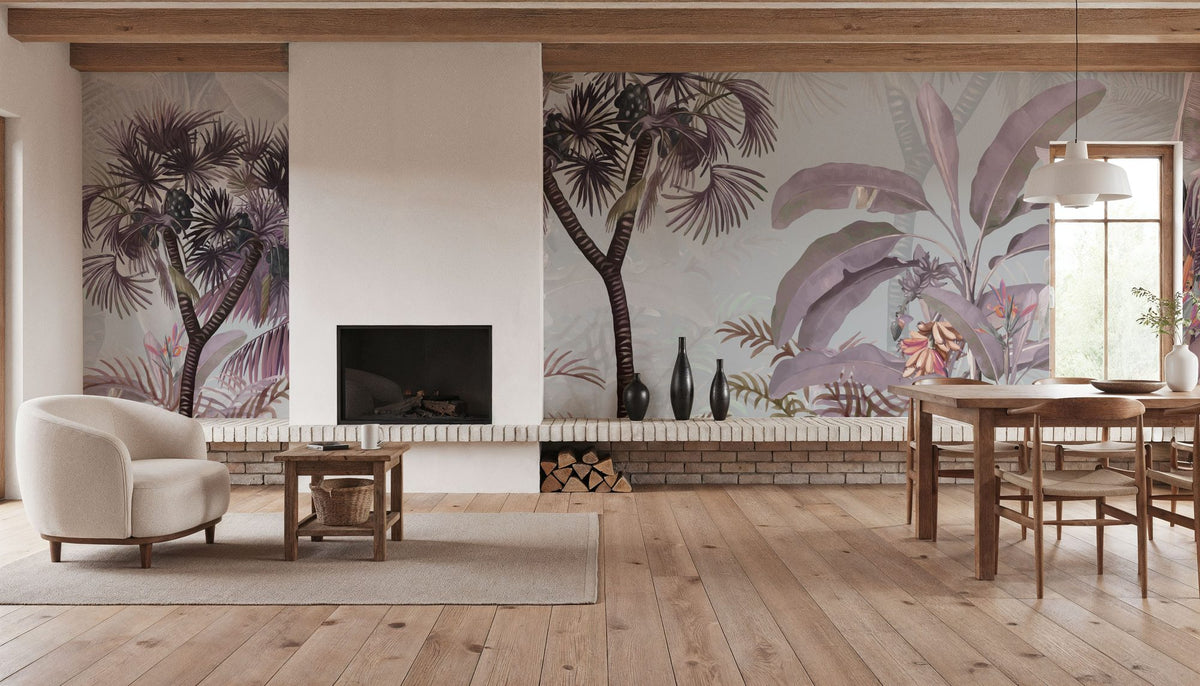 Tropical Forest Strolls Blue Mural Wallpaper - room preview 03