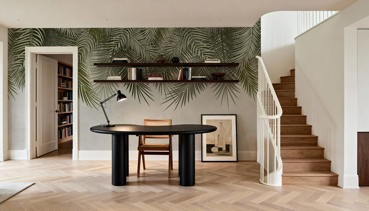 Palms Around Us Mural Wallpaper - Neutral Tone - room preview 03
