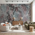 Seeing Through Leaves Red Mural Wallpaper - room preview 03