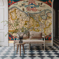 Old Map of Belgium, Netherlands and Germany, 1570 Mural Wallpaper - room preview 03