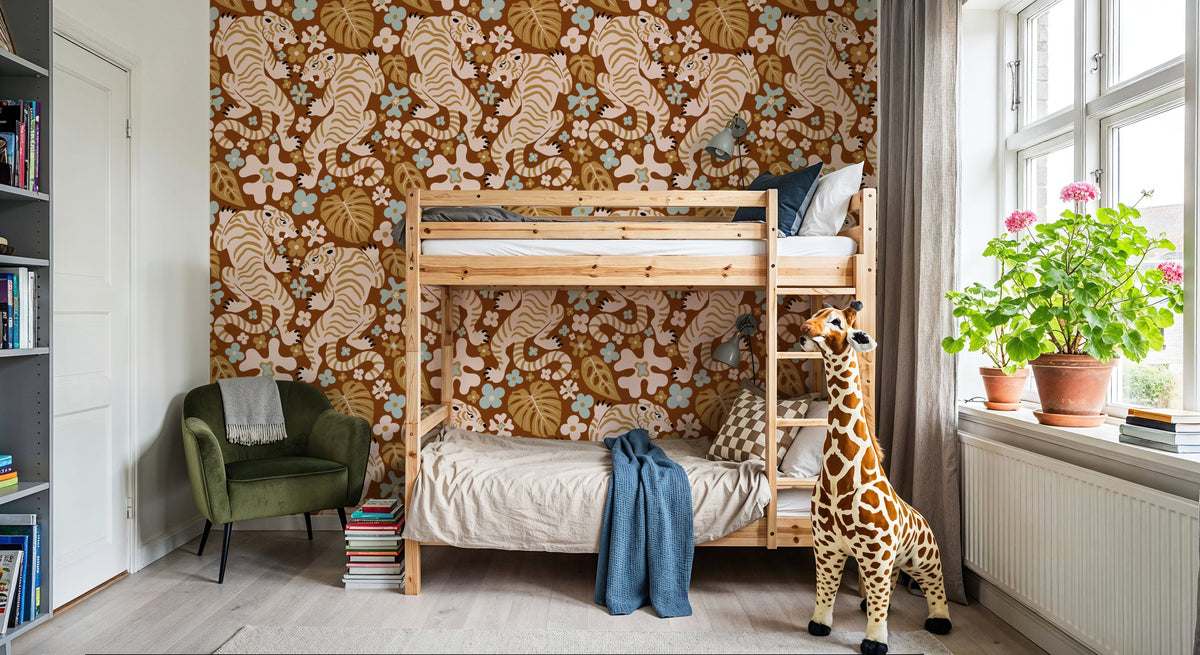 Otomi Cool Tigers, Earth Mural Wallpaper - room preview 03