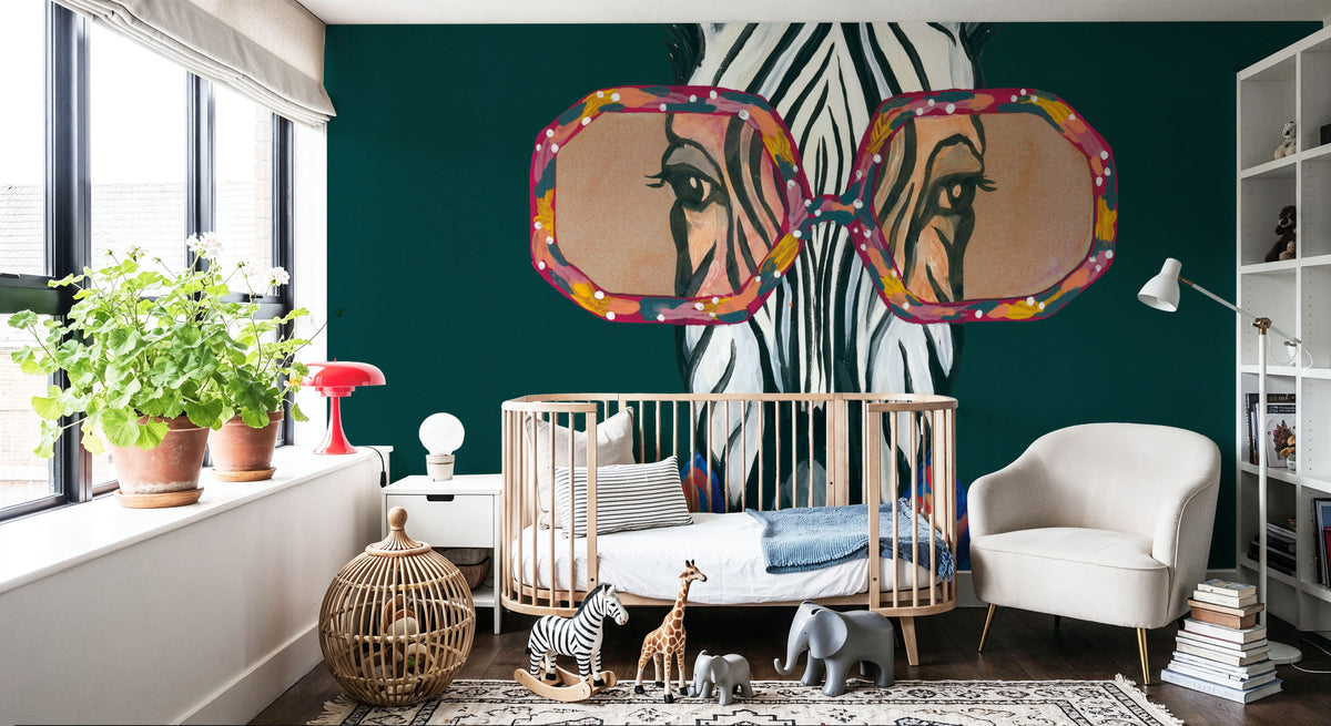 Miami Living Zebra Portrait Mural Wallpaper - room preview 03