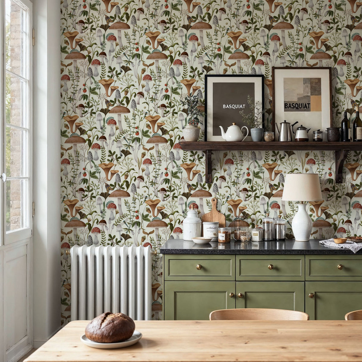 Forest Mushrooms, Light Mural Wallpaper - room preview 03