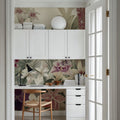 The Tenderness of Orchids, Burgundy Mural Wallpaper - room preview 03