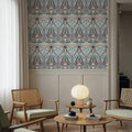Floral Art Deco Aura, Light Teal Mural Wallpaper - room preview 03