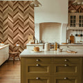 Chevron Wood, Walnut and Oak Mural Wallpaper - room preview 03
