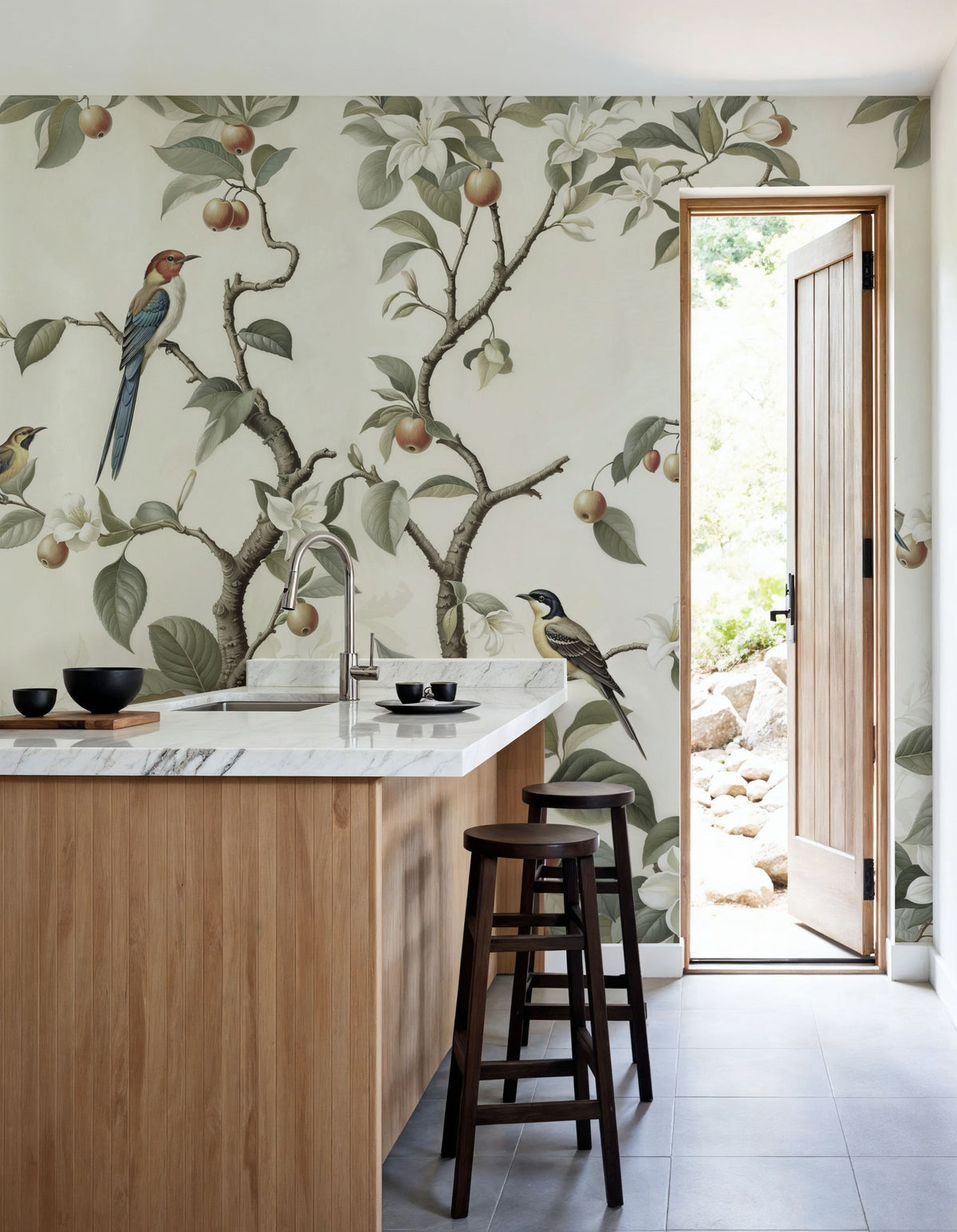 Bird Harmony, Cream Mural Wallpaper - room preview 03