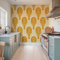 Floral Rackets, Yellow Mural Wallpaper - room preview 03