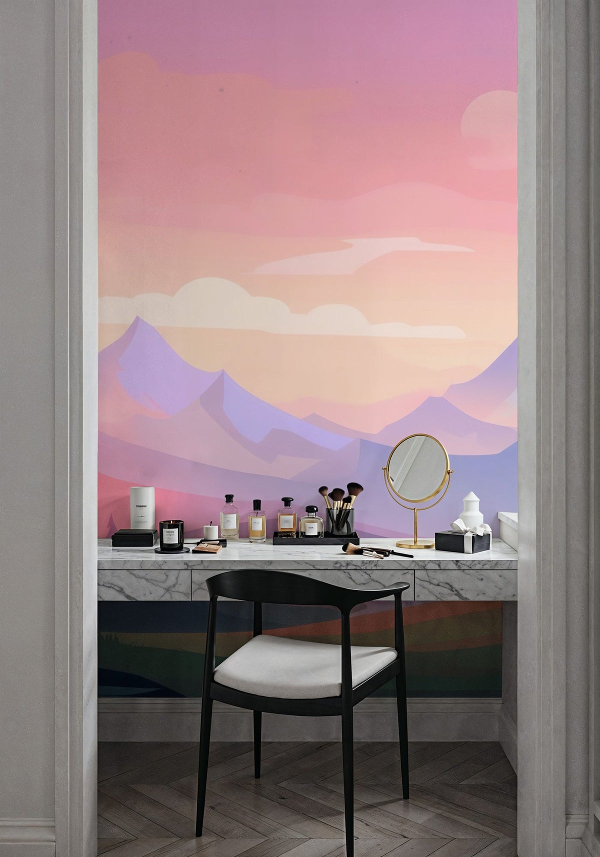 Pink Mountains Mural Wallpaper - room preview 03