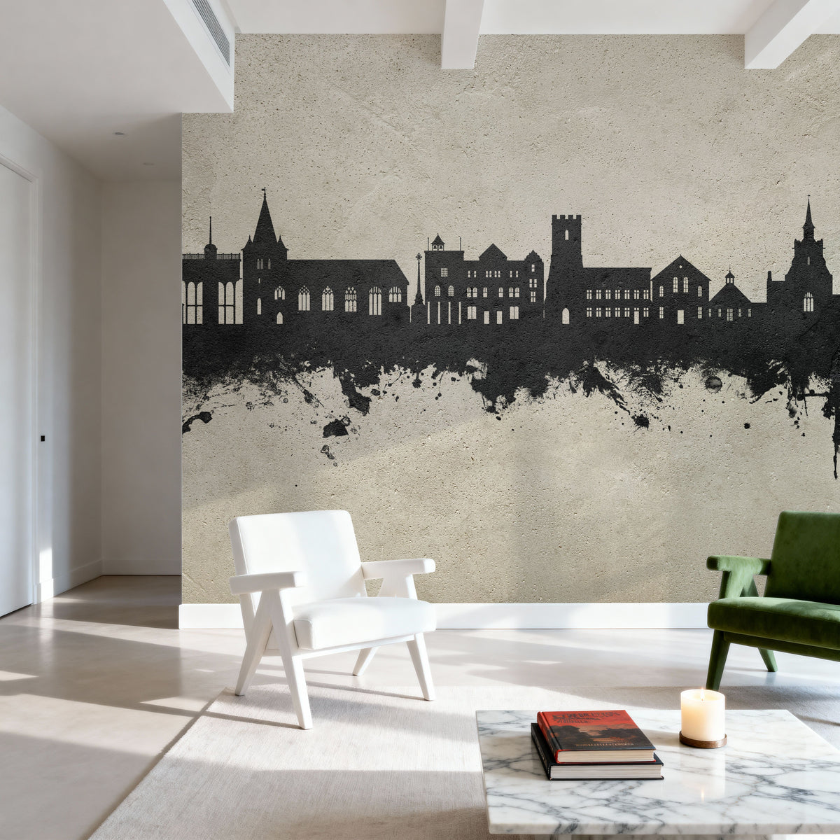 Maldon England Skyline Concrete Mural Wallpaper - room preview 03
