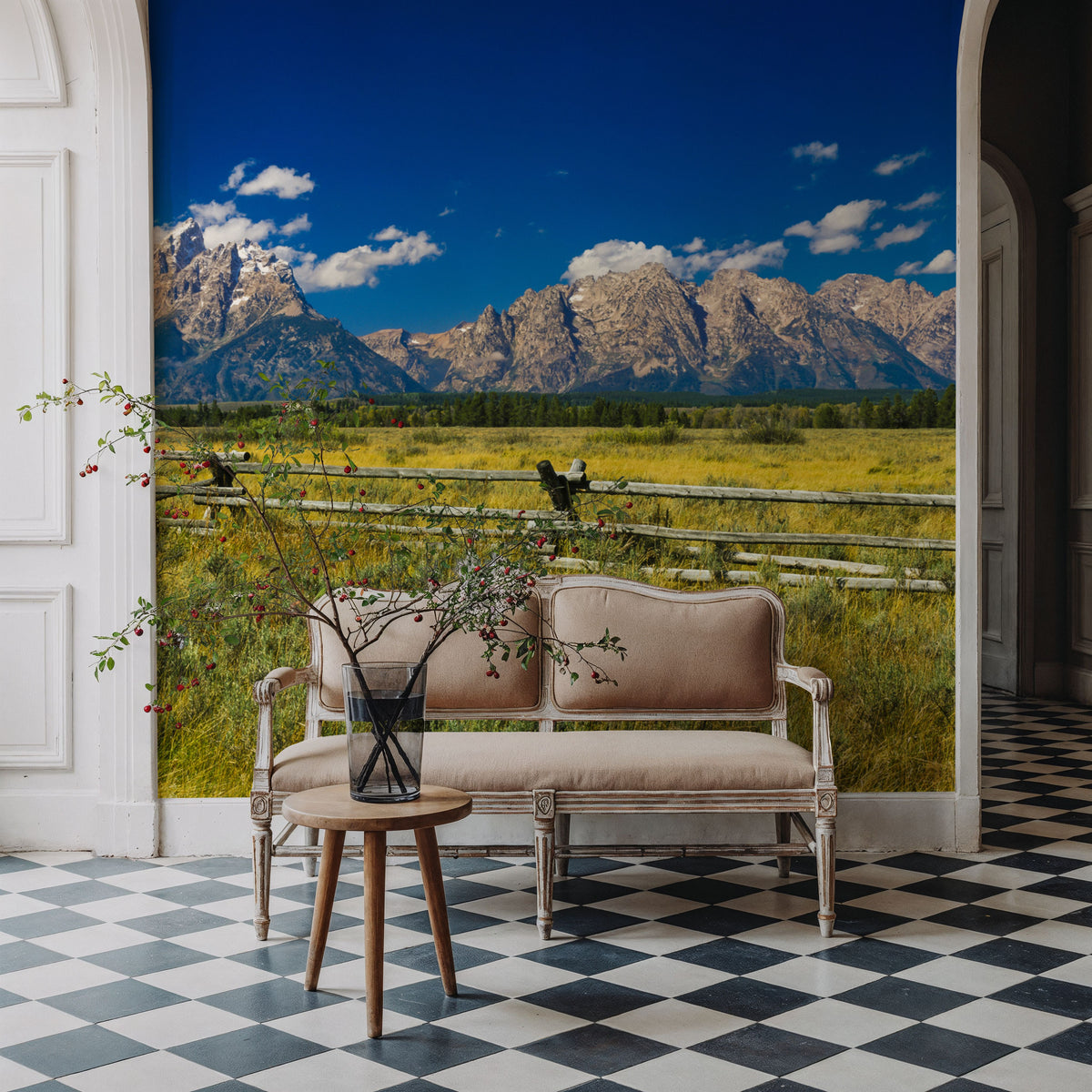 Grand Teton Range Field Mural Wallpaper - room preview 03