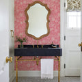 Kala Flowers White on Red Mural Wallpaper - room preview 03