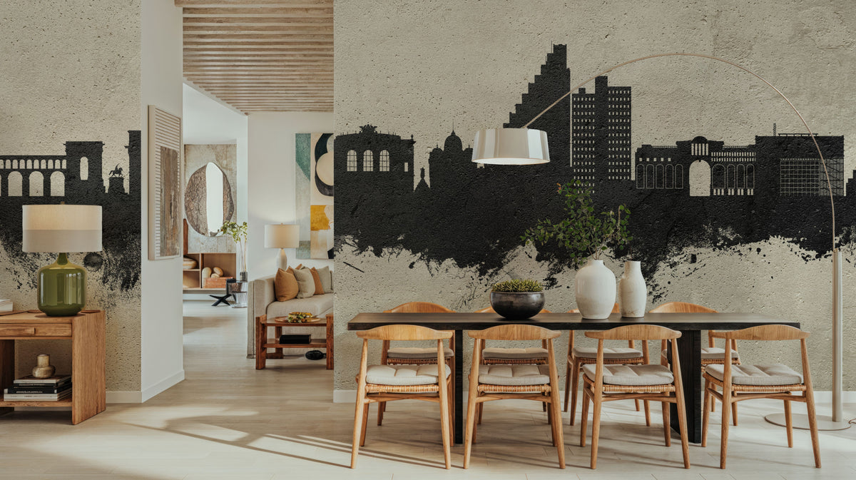 Montpellier Skyline Concrete Mural Wallpaper - room preview 03