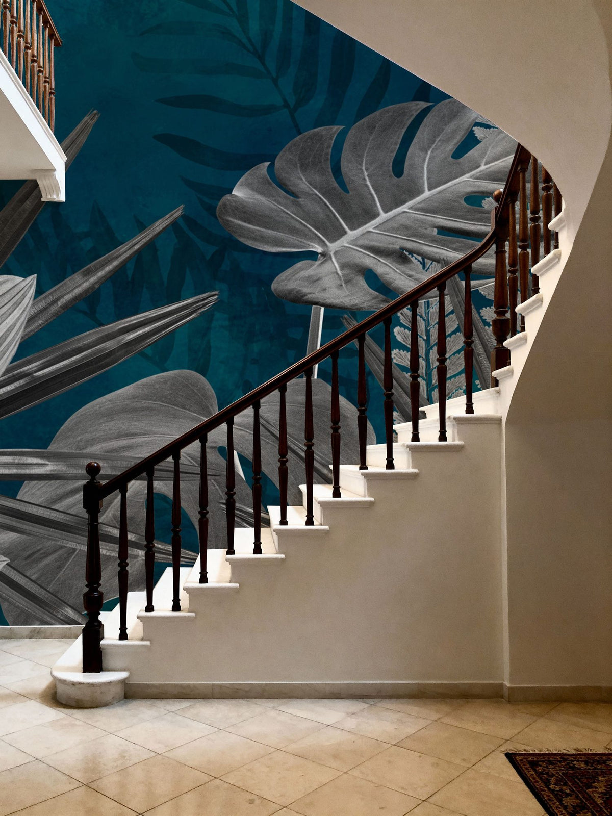 Frosty Leaves Mural Wallpaper - Blue Tone - room preview 03