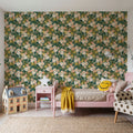 Market Flowers on Green Mural Wallpaper - room preview 03