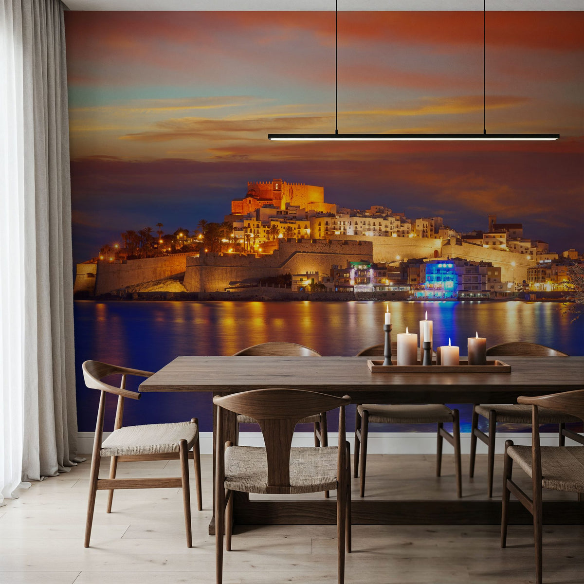 Mediterranean Castle Sunset Mural Wallpaper - room preview 03