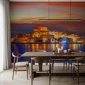 Mediterranean Castle Sunset Mural Wallpaper - room preview 03