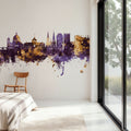 Strasbourg France Skyline Purple & Gold Mural Wallpaper - room preview 03