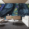 Two Crows on Flowers Mural Wallpaper - room preview 03