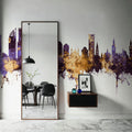 The Hauge Netherlands Skyline Purple & Gold Mural Wallpaper - room preview 03