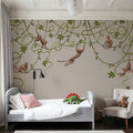 Monkey Jump, Greige Mural Wallpaper - room preview 03