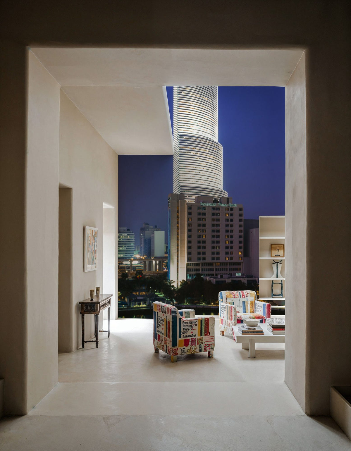 Deep Blue Twilight Metropolis Mural Wallpaper - room preview 03