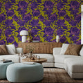 Pop Peonies, Purple & Lime Mural Wallpaper - room preview 03