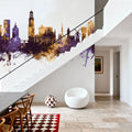 Utrecht the Netherlands Skyline Purple & Gold Mural Wallpaper - room preview 03
