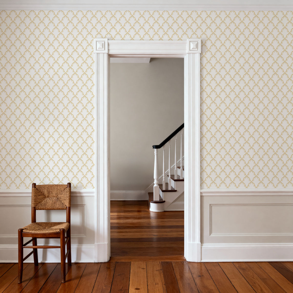 Medallion Trellis, Sunflower Mural Wallpaper - room preview 03