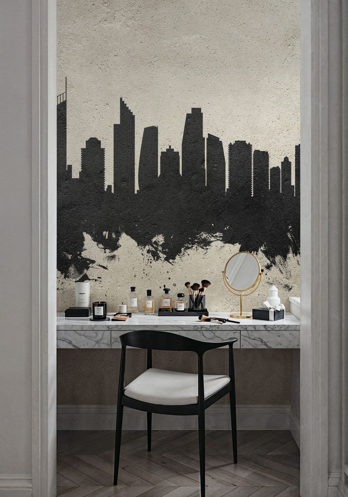 Gold Coast Australia Skyline Concrete Mural Wallpaper - room preview 03