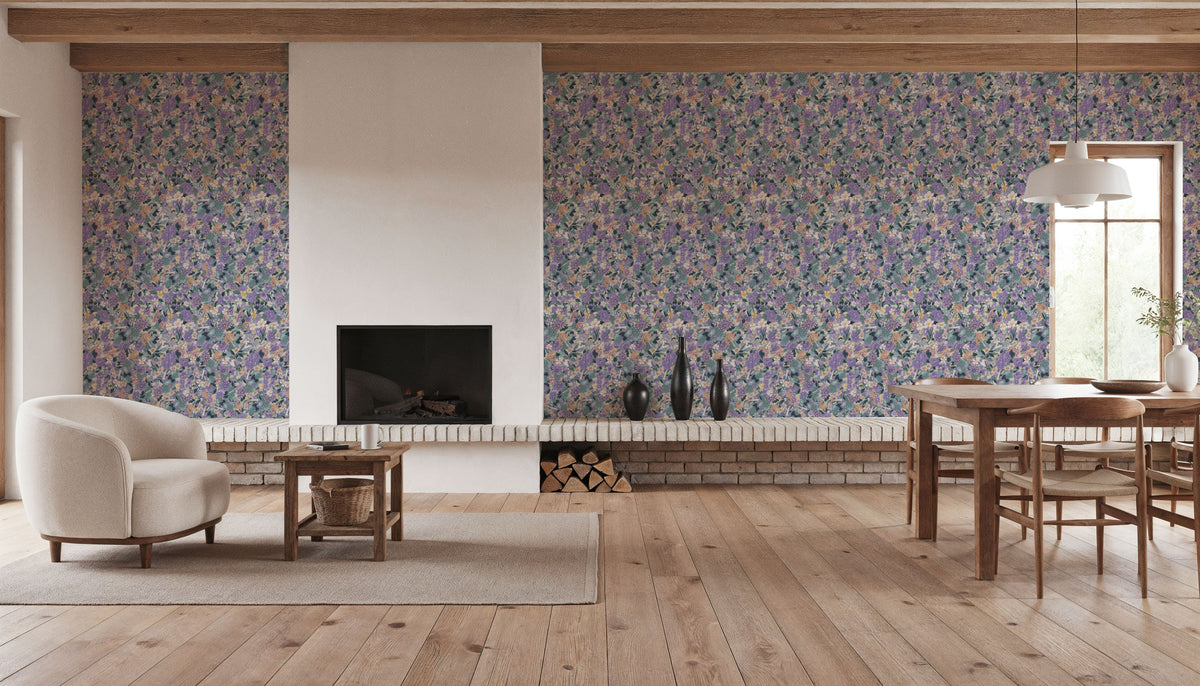 Floral Blossom Viola Mural Wallpaper - room preview 03