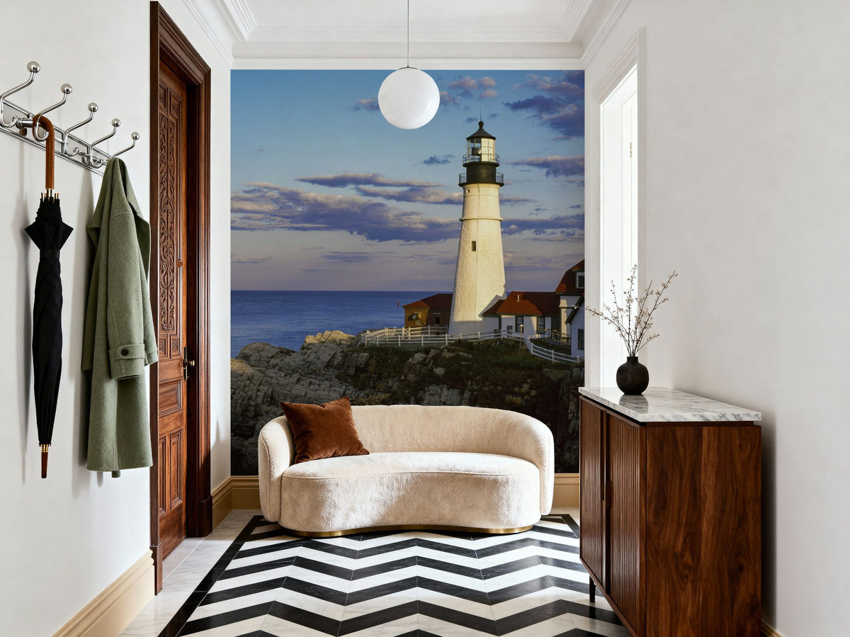 Cliffside Lighthouse Retreat Mural Wallpaper - room preview 03