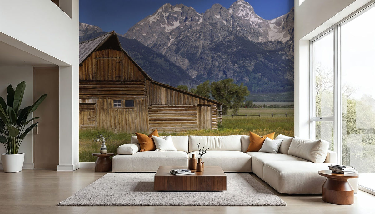 Mountain Homestead Blue Mural Wallpaper - room preview 03