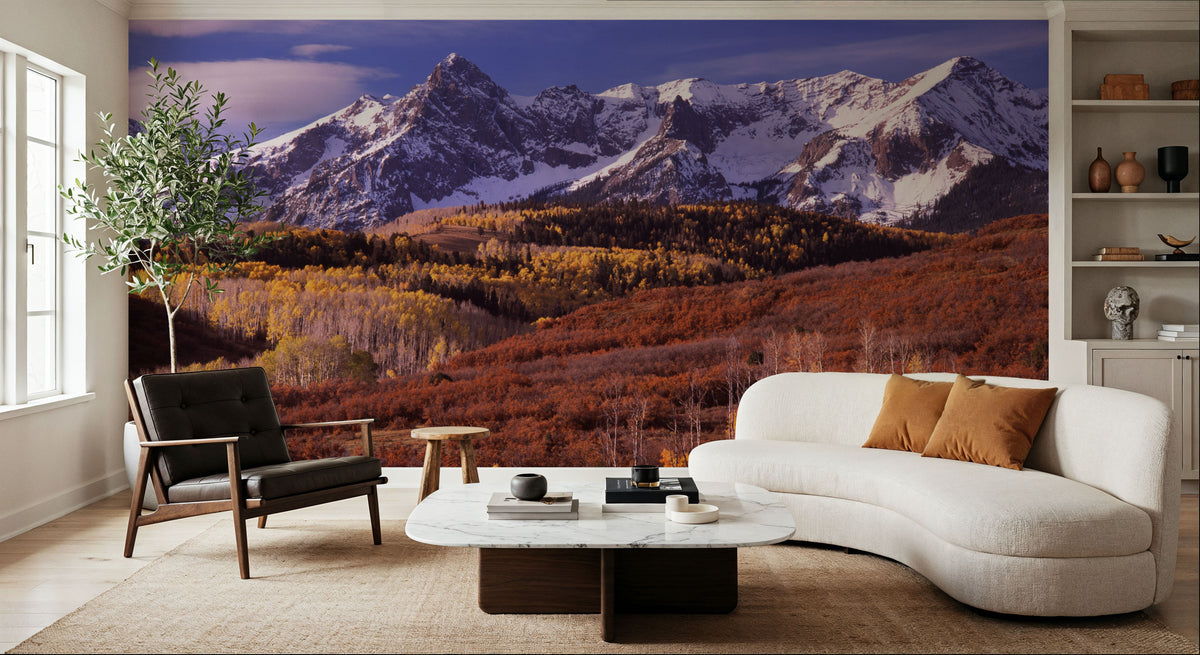 Misty Autumn Peaks Field Mural Wallpaper - room preview 03