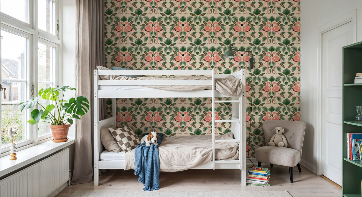 Flamingo Friends Mural Wallpaper - Warm Tone - room preview 03