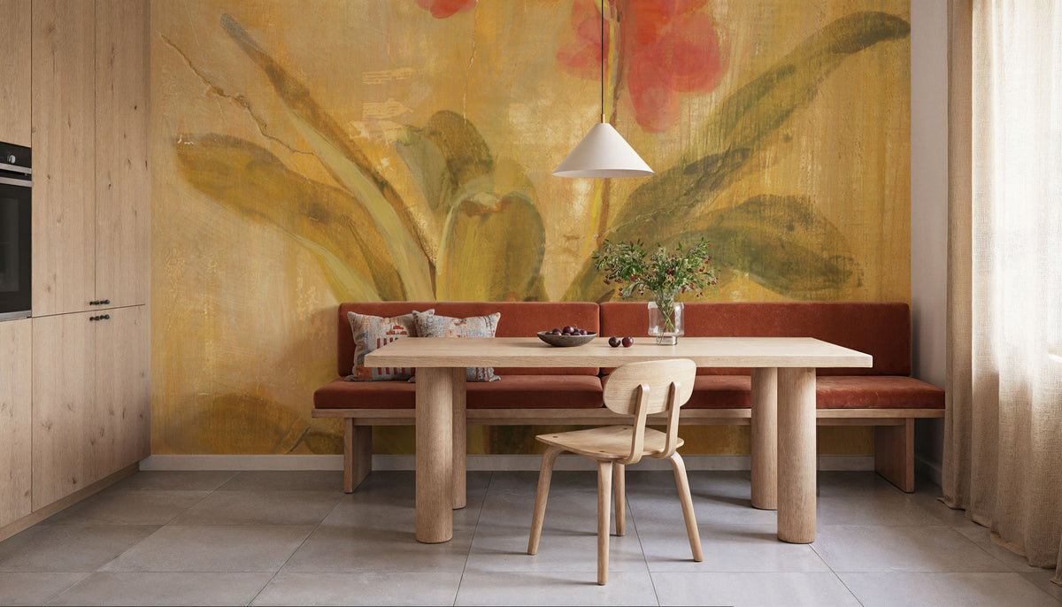 Pink Orchid Panel Mural Wallpaper - room preview 03