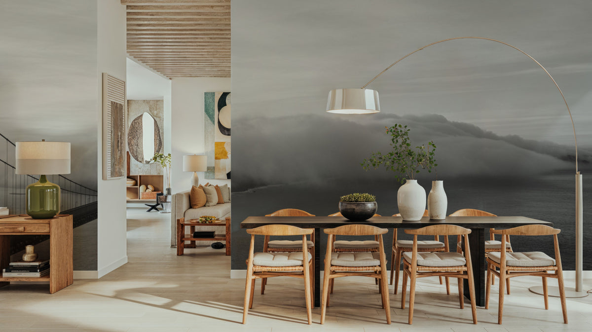 Foggy Bridge Silhouette Mural Wallpaper - room preview 03