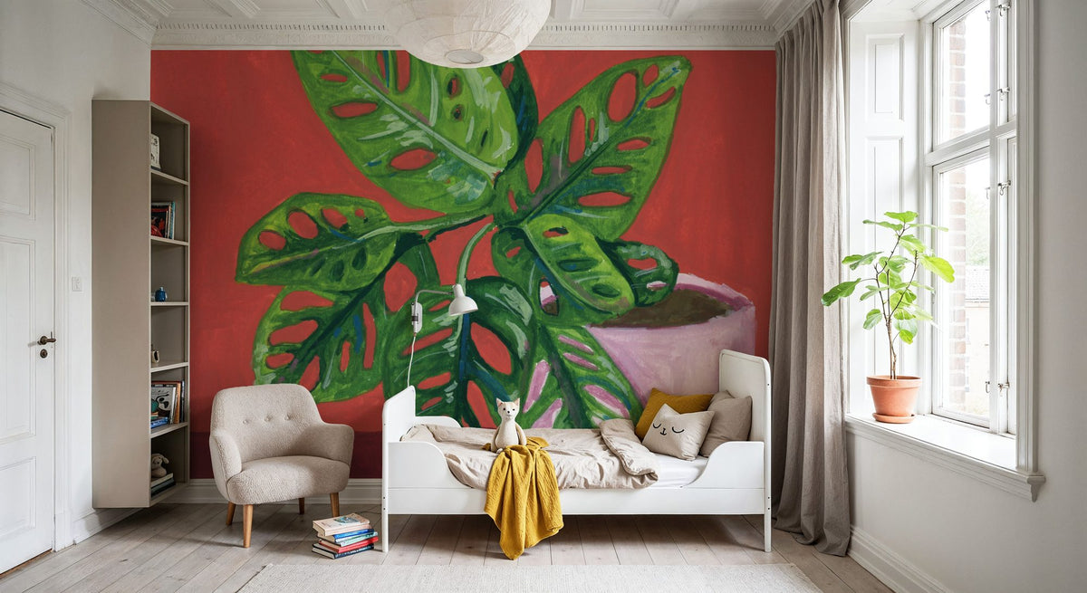 Monstera Study Mural Wallpaper - room preview 03