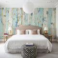 Far From Blue III Gold Leaves Mural Wallpaper - room preview 03