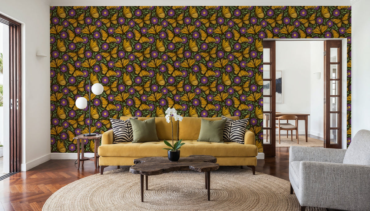 Papillion II, Purple Mural Wallpaper - room preview 03